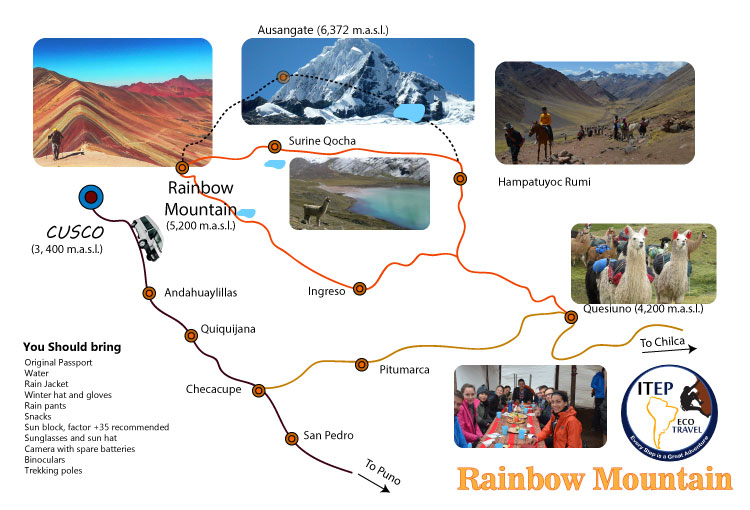 Rainbow Mountain Trek Map