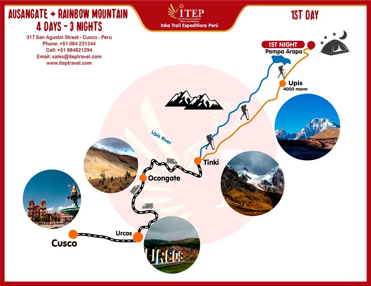 Map - Day 1: Cusco – Upis Village – Upis Hot Springs. 